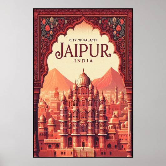 Jaipur India - Stadt Palaces Vintage Travel Poster (Vorne)