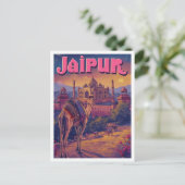 Jaipur India Vintag Art Travel Illustration Postkarte (Stehend Vorderseite)