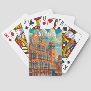 Jaipur Indien Illustration Reise Kunst Vintage Spielkarten