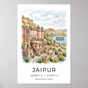 Jaipur-Kunstposter Vintage Pink City, gewölbt Poster