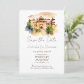 Jaipur Palast Indische Hochzeit Save the Date Einladung (Stehend Vorderseite)