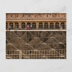 Jaipur-Stufenbrunnen mit Besuchern   Historisches  Postkarte
