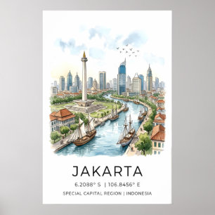Jakarta City Kunst Multifarben Urban Poster