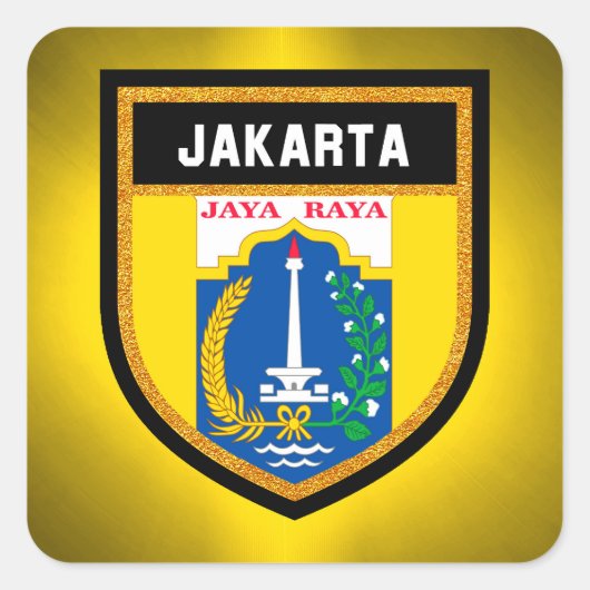 Jakarta Flag Quadratischer Aufkleber (Vorderseite)