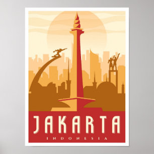 Jakarta Indonesia Art Vintage Reise Poster