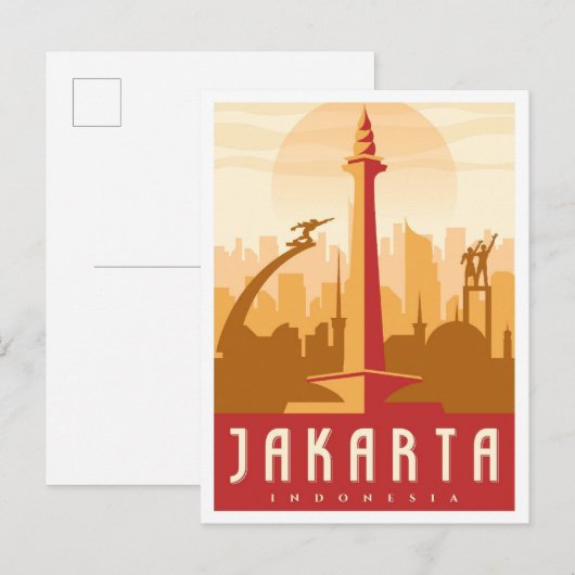 Jakarta Indonesia Art Vintage Reise Postkarte (Vorne/Hinten)