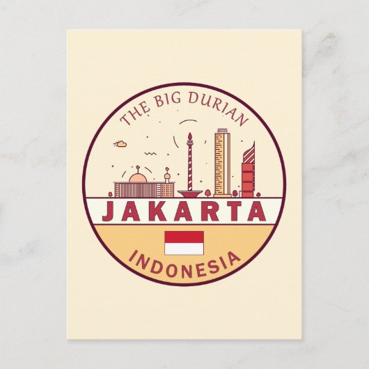 Jakarta Indonesia City Skyline Emblem Postkarte (Vorderseite)