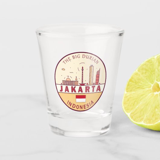 Jakarta Indonesia City Skyline Emblem Schnapsglas (Vorderseite)
