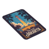 Jakarta Indonesia Illustration Travel Art Vintage Magnet (Rechte Seite)