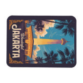 Jakarta Indonesia Illustration Travel Art Vintage Magnet (Horizontal)