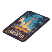 Jakarta Indonesia Illustration Travel Art Vintage Magnet (Linke Seite)