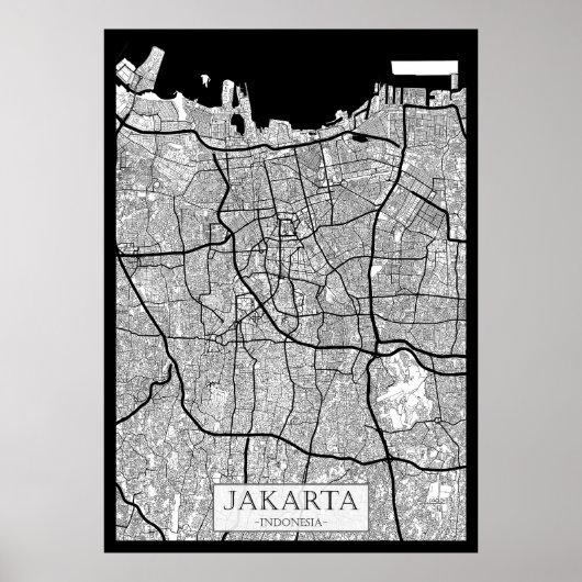 Jakarta Indonesia Map Poster (Vorne)