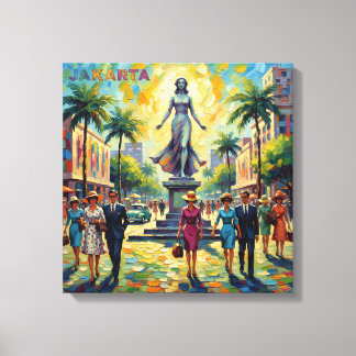 Jakarta Indonesia Monument Square Stretched Canvas Leinwanddruck