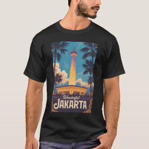 Jakarta Indonesien Illustration Reise Kunst Vintag T-Shirt