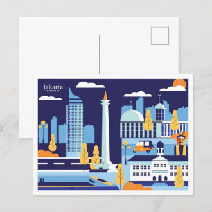 Jakarta Indonesien Reiseort Illustration Postkarte
