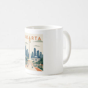 Jakarta Indonesien Reiseplakat Kaffeetasse