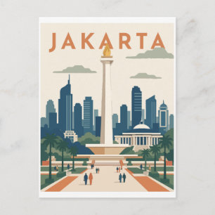 Jakarta Indonesien Reiseplakat Postkarte
