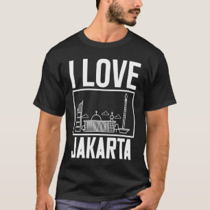 Jakarta Indonesien Stadt Skyline Karte Reise T-Shirt