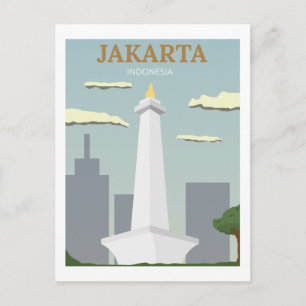 Jakarta, Indonesien Vintag Retro Travel Postkarte