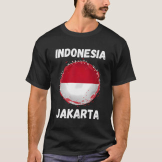 Jakarta Indonesien Vintage Indonesische Flagge Sou T-Shirt