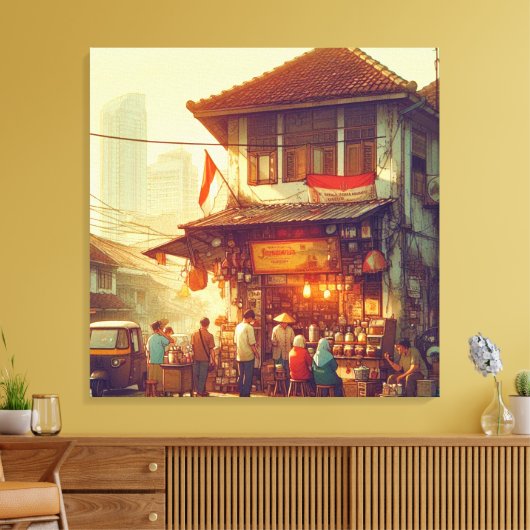 Jakarta Street Coffee Shop Leinwanddruck (Insitu (Wohnzimmer))