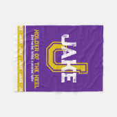 Jake Name bedeutet Sportmonogramm lila Gold Fleecedecke (Vorderseite (Horizontal))