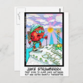 Jake Strawberry Funny Dessert Geschenke & Links Postkarte (Vorne/Hinten)