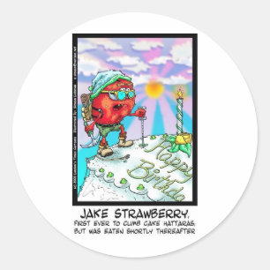 Jake Strawberry Funny Dessert Geschenke & Links Runder Aufkleber