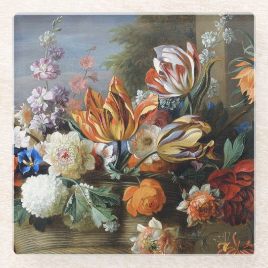 Jakob Bogdani Tulips Peonies und andere Blume Glasuntersetzer (Vorderseite)