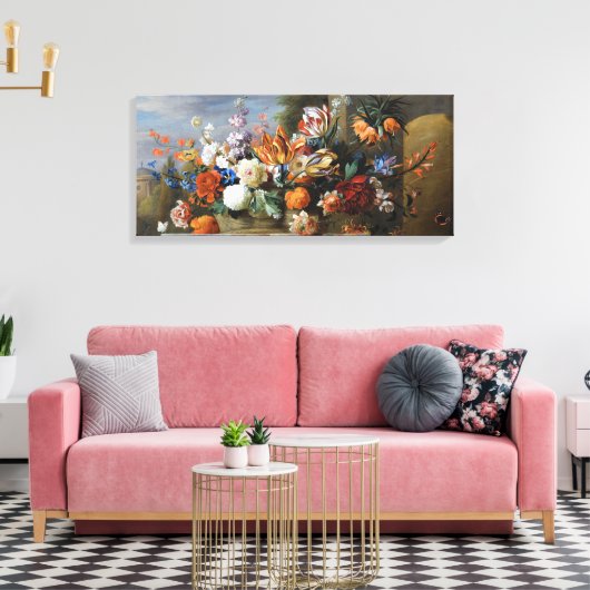 Jakob Bogdani Tulips Peonies und andere Blume in Leinwanddruck (Insitu (Wohnzimmer))