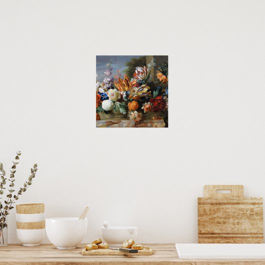 Jakob Bogdani Tulips Peonies und andere Blume Poster (Küche)