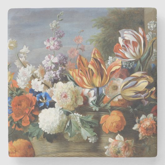 Jakob Bogdani Tulips Peonies und andere Blume Steinuntersetzer (Vorderseite)