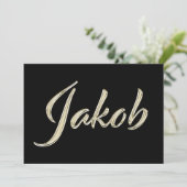 Jakob Name white gold Handwriting Karte (Stehend Vorderseite)