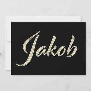 Jakob Name white gold Handwriting Karte