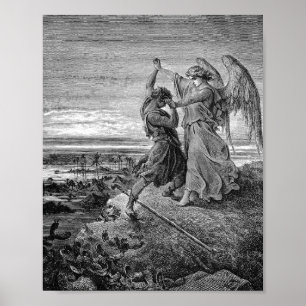 Jakob ringt mit dem Engel Gustave Dore 1855 Poster