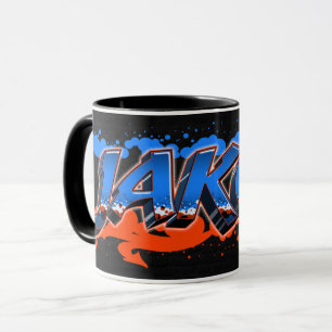 Jakob Vorname Name Graffiti blue orange Tasse