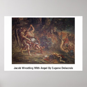 Jakob-Wrestling mit Engel durch Eugene Delacroix Poster