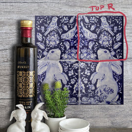 Jakobinerbären Vögel Blume Blau Top R Fliese