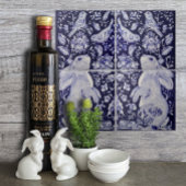 Jakobinerbären Vögel Blume Blaues Top L Fliese