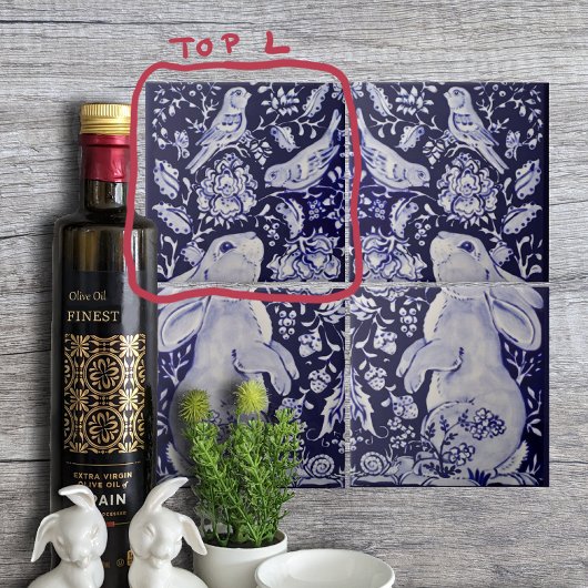 Jakobinerbären Vögel Blume Blaues Top L Fliese