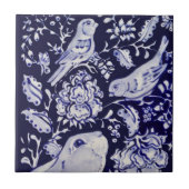 Jakobinerbären Vögel Blume Blaues Top L Fliese (Vorderseite)