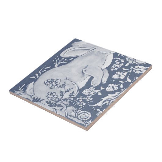 Jakobinerrinder Vögel Denim Blue White Bottom L Fliese (Seite)