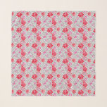 Jakobinflora, tiefrot, rosa und grau schal<br><div class="desc">Scarf in einem William Morris Tapete-Design von Blume in tiefrot und fuchsienrosa,  mit silbergrauen/grauen Weinreben,  mit weißem Hintergrund</div>