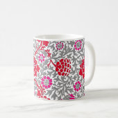 Jakobinflora, tiefrotes Rosa und Grau Kaffeetasse (VorderseiteRechts)