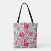 Jakobinflora, tiefrotes Rosa und Grau Tasche (Rückseite)