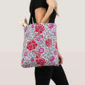 Jakobinflora, tiefrotes Rosa und Grau Tasche (Von Nahem)