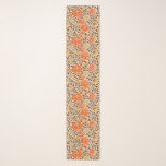 Jakobinfloral, Orange, Brown & Mustard Gold Schal<br><div class="desc">Scarf in einem William Morris Tapete-Design mit Blume in Mandarine-Orange und Senfgold,  mit kaffeebräunlichen,  grünen Weinreben und beigem Pergament-Hintergrund</div>