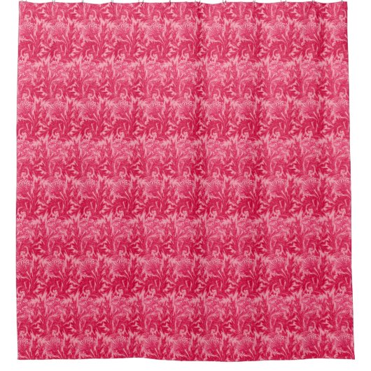 Jakobinische Blume Damask, Fuchsia und Light Pink Duschvorhang (Vorderseite)