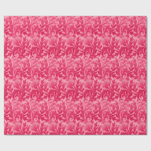 Jakobinische Blume Damask, Fuchsia und Light Pink Geschenkpapier (Flach)