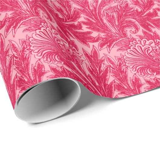 Jakobinische Blume Damask, Fuchsia und Light Pink Geschenkpapier (Rolleneckpunkt)
